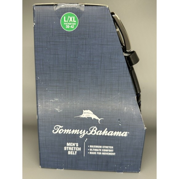 Tommy Bahama Stretch Men's Braided Woven Belt L/XL 38-42 NEW IN BOX Black/Blue - Picture 4 of 6